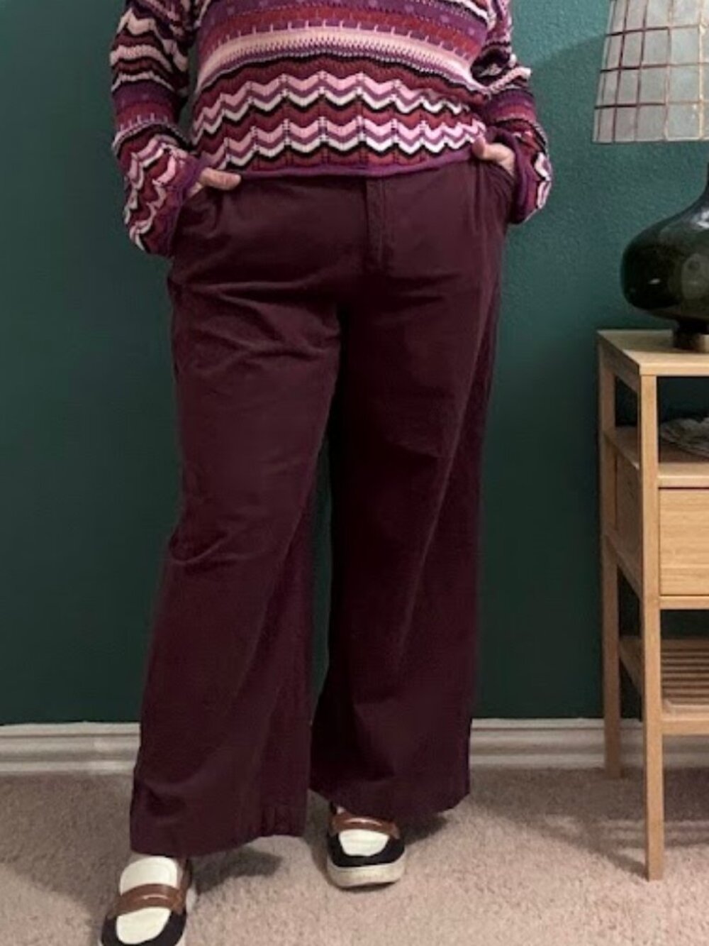 Lane Bryant Corduroy Burgundy Trouser Pants Flex Magic Waistband - size 20